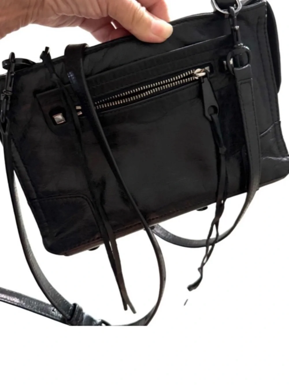 Rebecca Minkoff Convertible Crossbody Bag Leather Purse Black - Picture 7 of 13